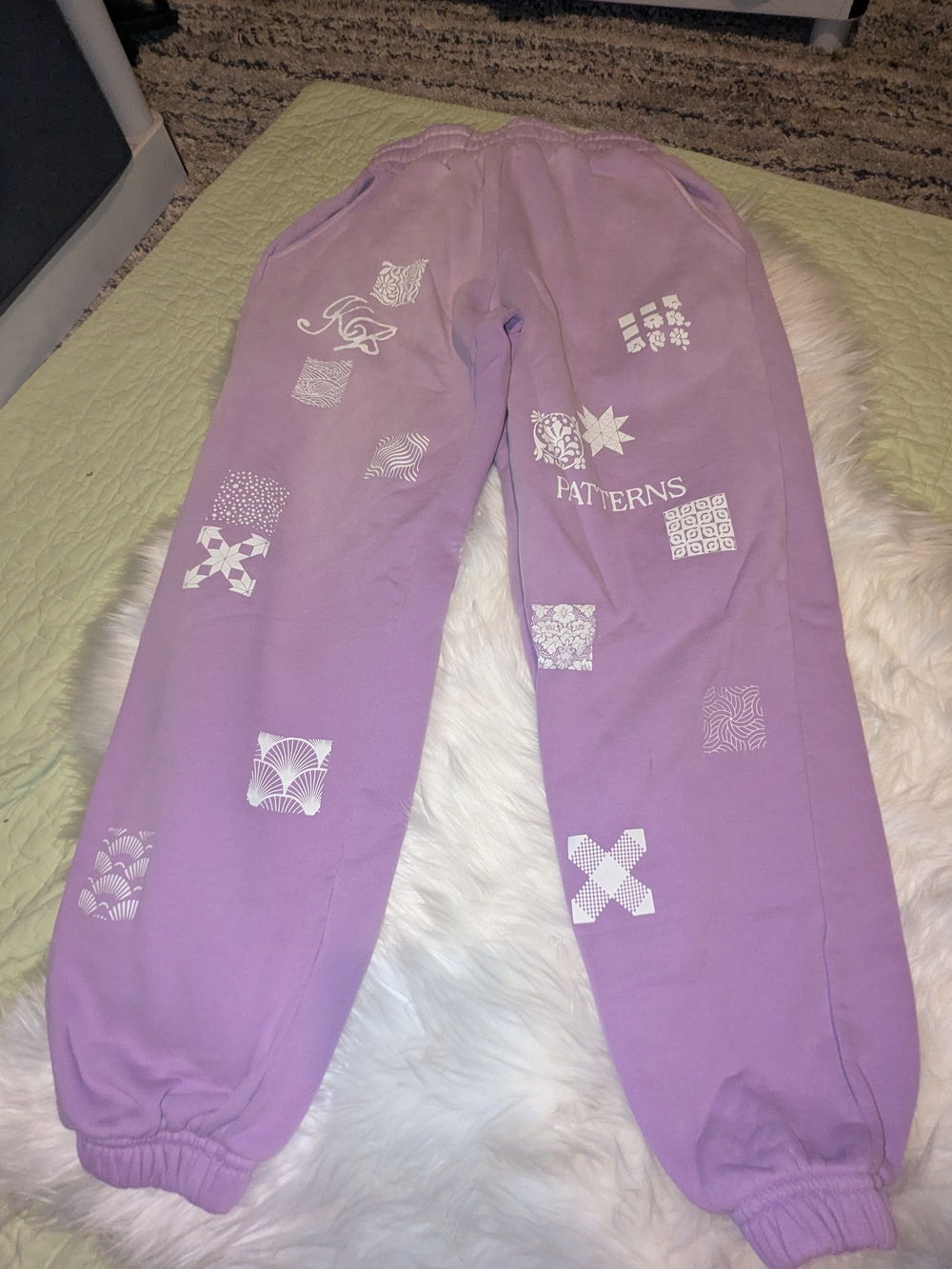 Lavender Patterned Joggers with Elastic Ankles
